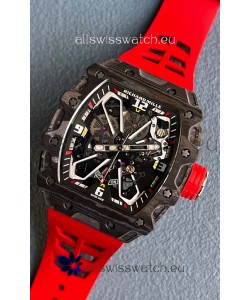 Richard Mille RM35-03 Rafael Nadal Edition Black Carbon Fiber Casing 1:1 Mirror Replica Watch in Red Strap