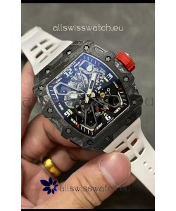 Richard Mille RM35-03 Rafael Nadal Edition Black Carbon Fiber Casing 1:1 Mirror Replica Watch in White Strap