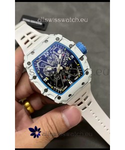 Richard Mille RM35-03 Rafael Nadal Edition White Carbon Fiber Casing 1:1 Mirror Replica Watch in White Strap