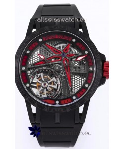 Roger Dubuis Excalibur Spider Pirelli Edition DLC Coated Titanium 1:1 Genuine Tourbillon Replica Watch 