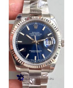 Rolex Datejust 36MM Cal.3135 Movement Swiss Replica Watch in 904L Steel Casing in Blue Dial