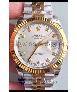 Rolex Datejust 41MM Cal.3135 Movement Swiss Replica Watch in 904L Steel Two Tone Casing Gold Dial