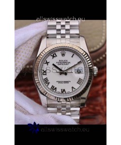 Rolex Datejust 36MM Cal.3135 Movement Swiss Replica Watch in 904L Steel Casing in White Roman Dial