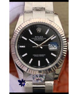 Rolex Datejust 41MM Cal.3135 Movement Swiss Replica Watch in 904L Steel Casing Black Dial