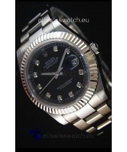 Rolex Datejust Japanese Replica Watch - Black Dial in 41MM with Oyster Strap