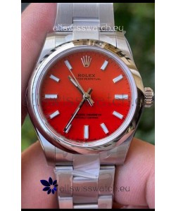 Rolex Oyster Perpetual REF#277200 31MM Swiss Movement Swiss Replica Red Dial 904L Steel 1:1 Mirror Replica Watch
