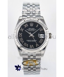 Rolex Super Clone Datejust ETA 2688 Movement 31MM Stainless Steel Black Roman Dial Watch 