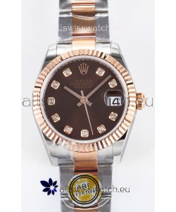 Rolex Super Clone Datejust ETA 2688 Movement 31MM Two Tone Rose Gold Swiss Brown Dial
