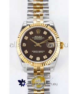 Rolex Super Clone Datejust ETA 2688 Movement 31MM Two Tone Yellow Gold Brown Dial
