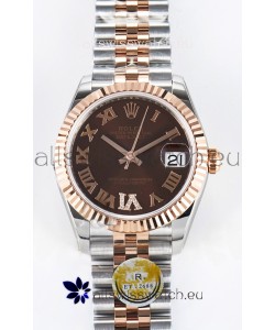 Rolex Super Clone Datejust ETA 2688 Movement 31MM Two Tone Rose Gold Swiss Brown Dial