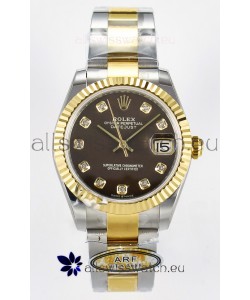 Rolex Super Clone Datejust ETA 2688 Movement 31MM Two Tone Yellow Gold Brown Dial 