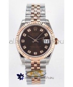 Rolex Super Clone Datejust ETA 2688 Movement 31MM Two Tone Rose Gold Swiss Brown Dial