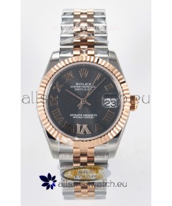 Rolex Super Clone Datejust ETA 2688 Movement 31MM Two Tone Rose Gold Swiss Grey Dial