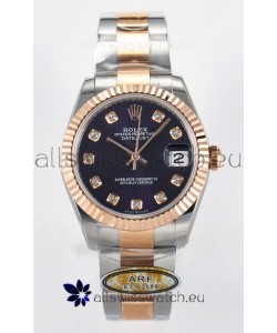 Rolex Super Clone Datejust ETA 2688 Movement 31MM Two Tone Rose Gold Swiss Purple Dial