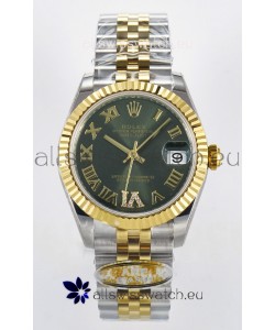 Rolex Super Clone Datejust ETA 2688 Movement 31MM Two Tone Yellow Gold Swiss Green Dial 