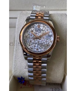 Rolex Datejust M278381RBR 31MM Swiss Replica Two Tone Rose Gold - Floral Motif Dial 1:1 Mirror Quality