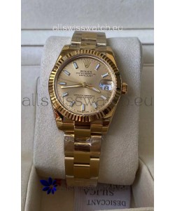 Rolex Datejust 278278 31MM Swiss Replica in 904L Steel Yellow Gold Casing in Stick Markers 1:1 Mirror Quality 