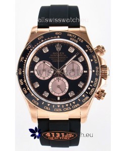 Rolex Cosmograph Daytona M126515 Rose Gold Black Diamonds Dial Original Cal.4131 Movement Watch 