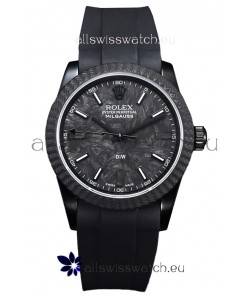 Rolex Milgauss DiW Black Carbon Casing Watch - ETA2836 Automatic Movement in Black Strap 