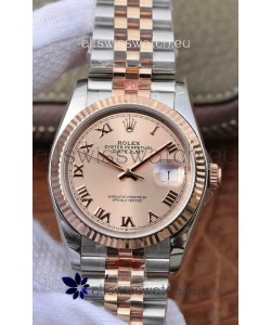 Rolex Datejust 36MM ETA-3135 Movement Swiss Replica in 904L Two Tone Champange Dial