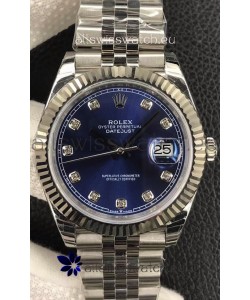 Rolex Datejust 36MM ETA-3135 Movement Swiss Replica in 904L Steel in Blue Dial 