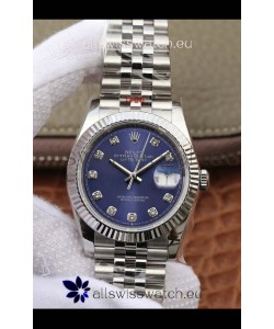 Rolex Datejust 36MM ETA-3135 Movement Swiss Replica in 904L Steel in Blue Dial 