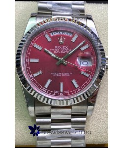 Rolex Day Date Presidential 904L Steel 36MM - Maroon Dial 1:1 Mirror Quality Watch