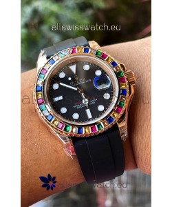 Rolex Yachtmaster 116695 Everose Gold Diamonds Cal.3235 Swiss 1:1 Ultimate 904L Steel Watch