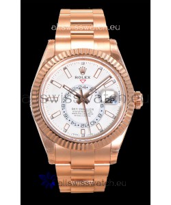 Rolex Sky-Dweller REF# 336235 White Dial Watch in Rose Gold 904L Steel Case 1:1 Mirror Replica