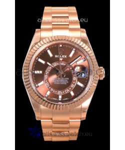 Rolex Sky-Dweller REF# 336235 Brown Dial Watch in Rose Gold 904L Steel Case 1:1 Mirror Replica