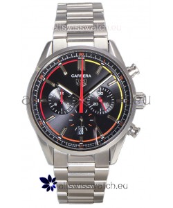 Tag Heuer Carrera Chronograph 42 Swiss Quartz Replica Watch Black Dial Steel Strap 