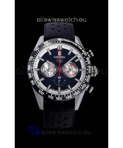 Tag Heuer Carrera Swiss Quartz Movement Replica Watch in Black Dial - Black Rubber Strap