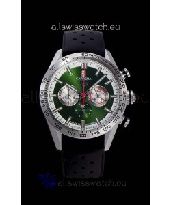Tag Heuer Carrera Swiss Quartz Movement Replica Watch in Green Dial - Black Rubber Strap