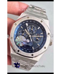 Audemars Piguet Royal Oak Perpetual Calendar Swiss Replica Steel Casing Watch in Blue Dial 