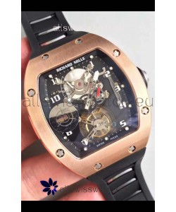 Richard Mille RM001 Genuine Tourbillon Swiss Replica Watch in Rose Gold Casing