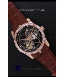 Roger Dubuis Excalibur Spider Flying Tourbillon Skeleton Rose Gold Titanium Casing 1:1 Mirror Swiss Watch