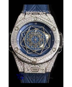 Hublot Big Bang Sang Bleu 45MM Stainless Steel Diamonds Edition Swiss Replica Watch