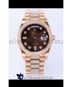 Rolex Day Date Presidential Rose Gold Watch 36MM - Brown Dial 1:1 Mirror Quality Watch