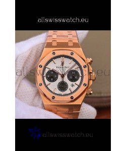 Audemars Piguet Royal Oak Chronograph White Dial Rose Gold on 904L Steel - 1:1 Mirror Replica