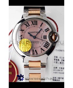 Ballon De Cartier Swiss Automatic 1:1 Mirror Quality 33MM in 2 Tone Rose Gold Casing Pink Dial 