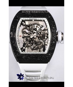 Richard Mille RM055 Black Carbon Casing 1:1 Mirror Replica Watch in White Strap