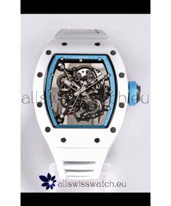 Richard Mille RM055 White Ceramic Casing 1:1 Mirror Replica Watch in White Strap