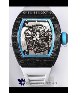 Richard Mille RM055 Black Carbon Casing 1:1 Mirror Replica Watch in White Strap