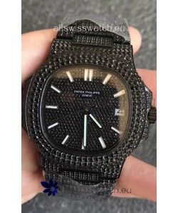 Patek Philippe Nautilus 5711 Black Venom Diamonds PVD Swiss Replica Watch in Black Dial 
