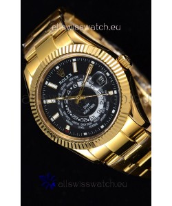 Rolex SkyDweller Swiss Watch in 18K Yellow Gold Case - DIW Edition Black Dial 