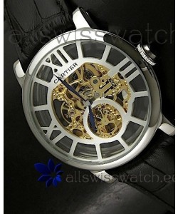 Cartier Ronde de Japanese Replica Watch in Skelton Gold Dial