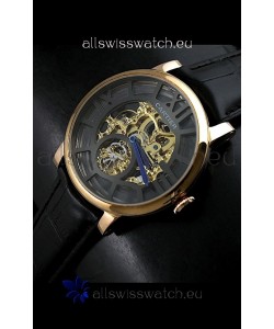 Cartier Ronde de Japanese Replica Watch in Skelton Gold Dial