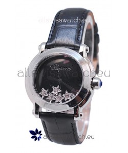 Chopard Happy Sport Star Shaped Diamonds Swiss Watch in Black Strap