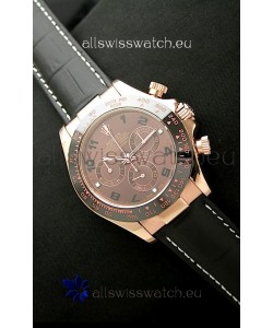 Rolex Oyster Daytona Cosmograph Swiss Replica Rose Gold Watch in Brown Dial