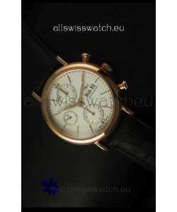 IWC Portofino Chronograph Swiss Watch in Rose Gold Case White Dial